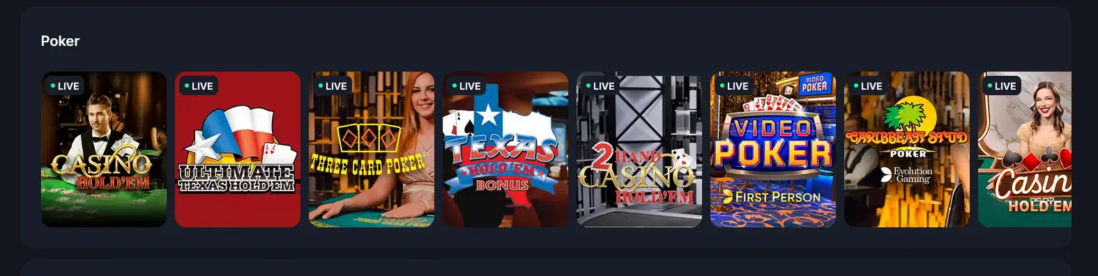 Beef Casino Live Poker – Casino Hold'em und Three Card Poker