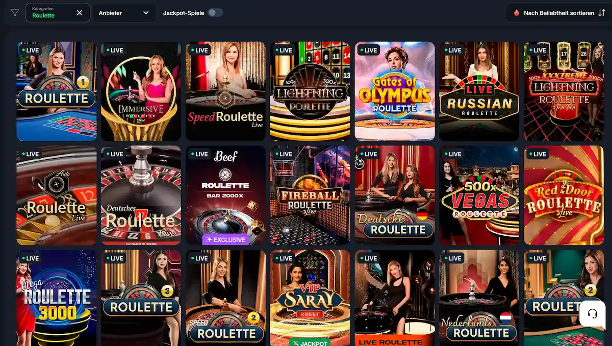 Beef Casino Live Roulette – Lightning Roulette von Evolution Gaming